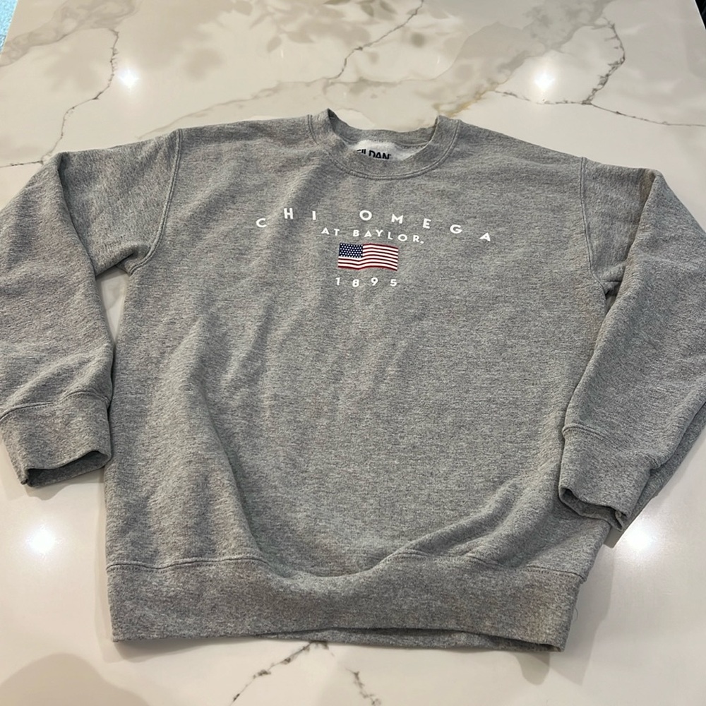 Chi Omega Baylor gray sweatshirt